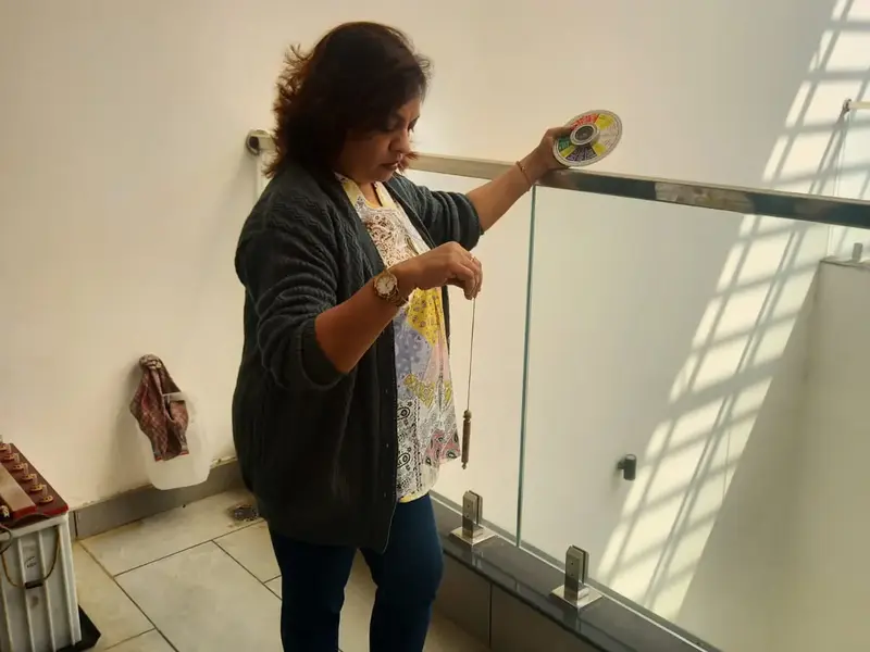 Direction check inside a flat during a residential Vastu consultation