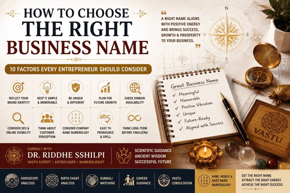 How to Choose the Right Business Name: 10 Factors Every Entrepreneur Should Consider - Vastu insights by Dr. Riddhe Sshilpi