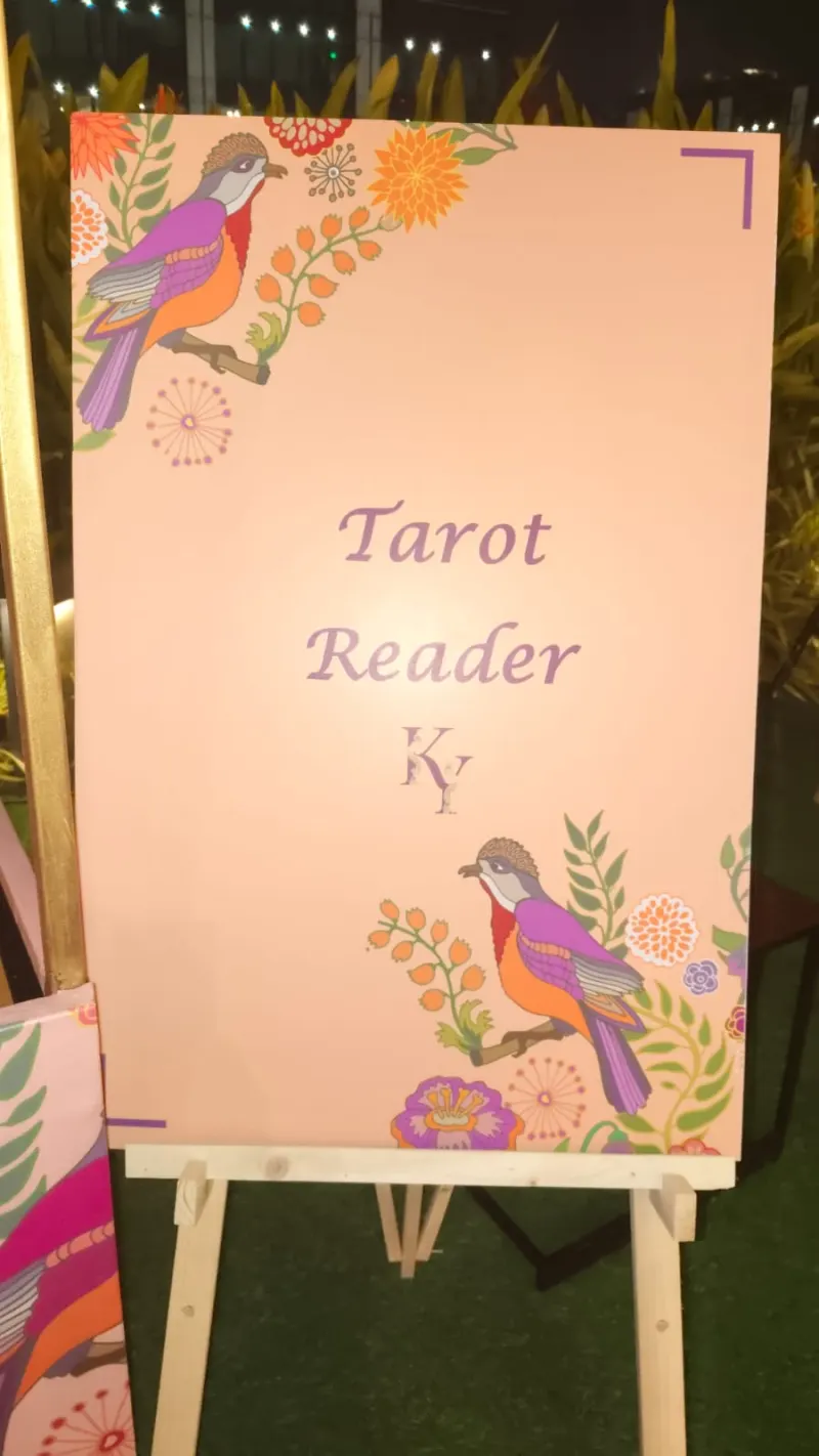 Tarot Reader sign at the event entrance