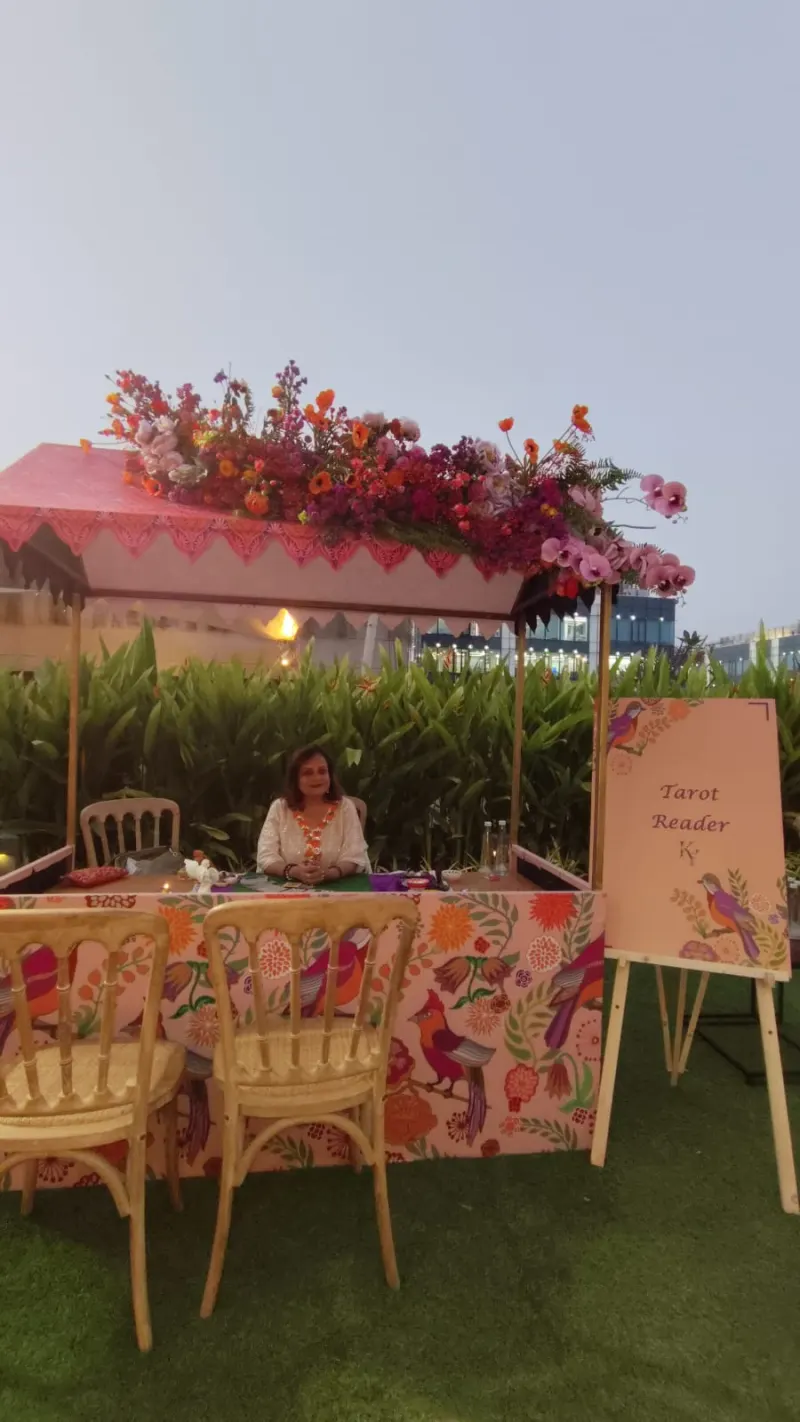 Tarot reading set-up at an outdoor event in Mumbai