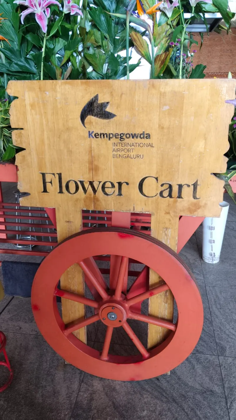 Flower cart installation at Kempegowda International Airport, Bengaluru