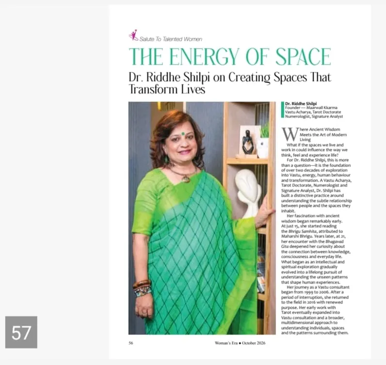 Woman’s Era article page: The Energy of Space – Dr. Riddhe Shilpi on Creating Spaces That Transform Lives
